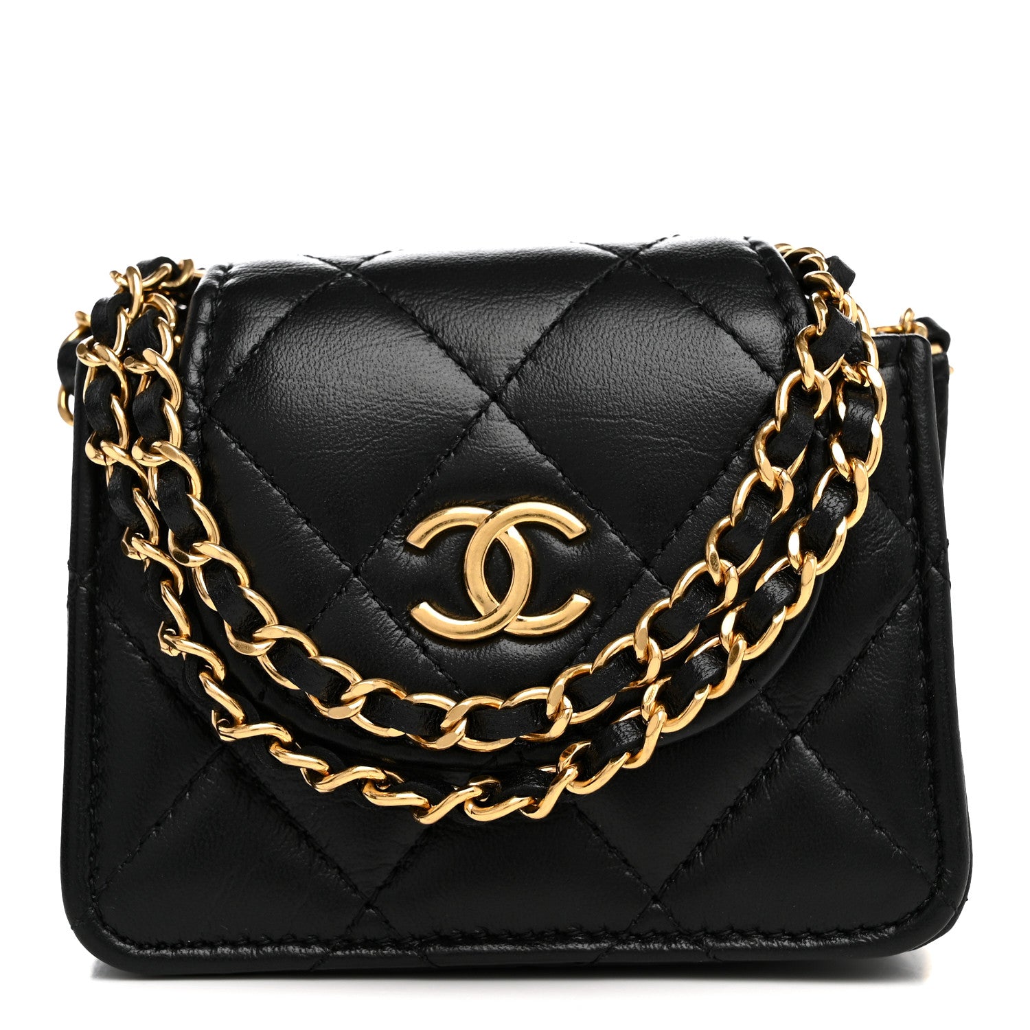 Chanel Lambskin Quilted Mini Accordion Clutch With Chain Black 1 of 11