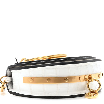 Chloe Calfskin Crocodile Embossed Small Nile Bracelet Minaudiere Bag White 10 of 12