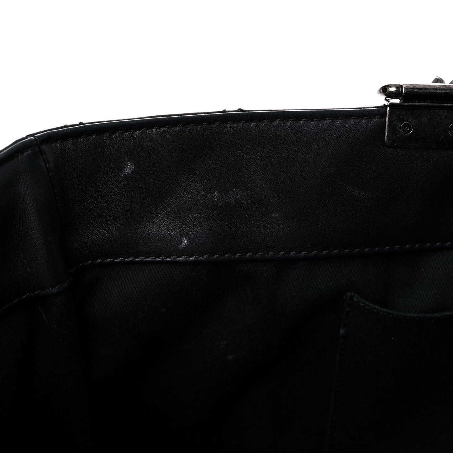 Sheepskin Quilted Chain Handle Large Shopping Tote Black