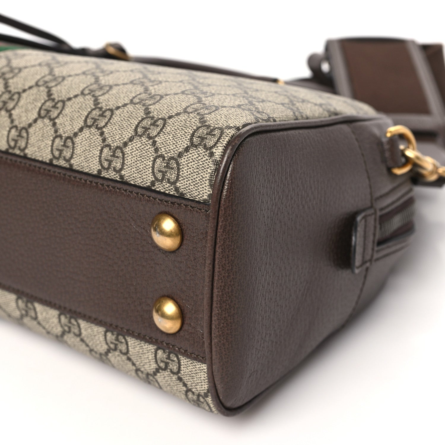 Gucci GG Supreme Monogram Textured Dollar Calfskin Web Medium Ophidia Top Handle Duffle Bag Beige Ebony New Acero 10 of 10