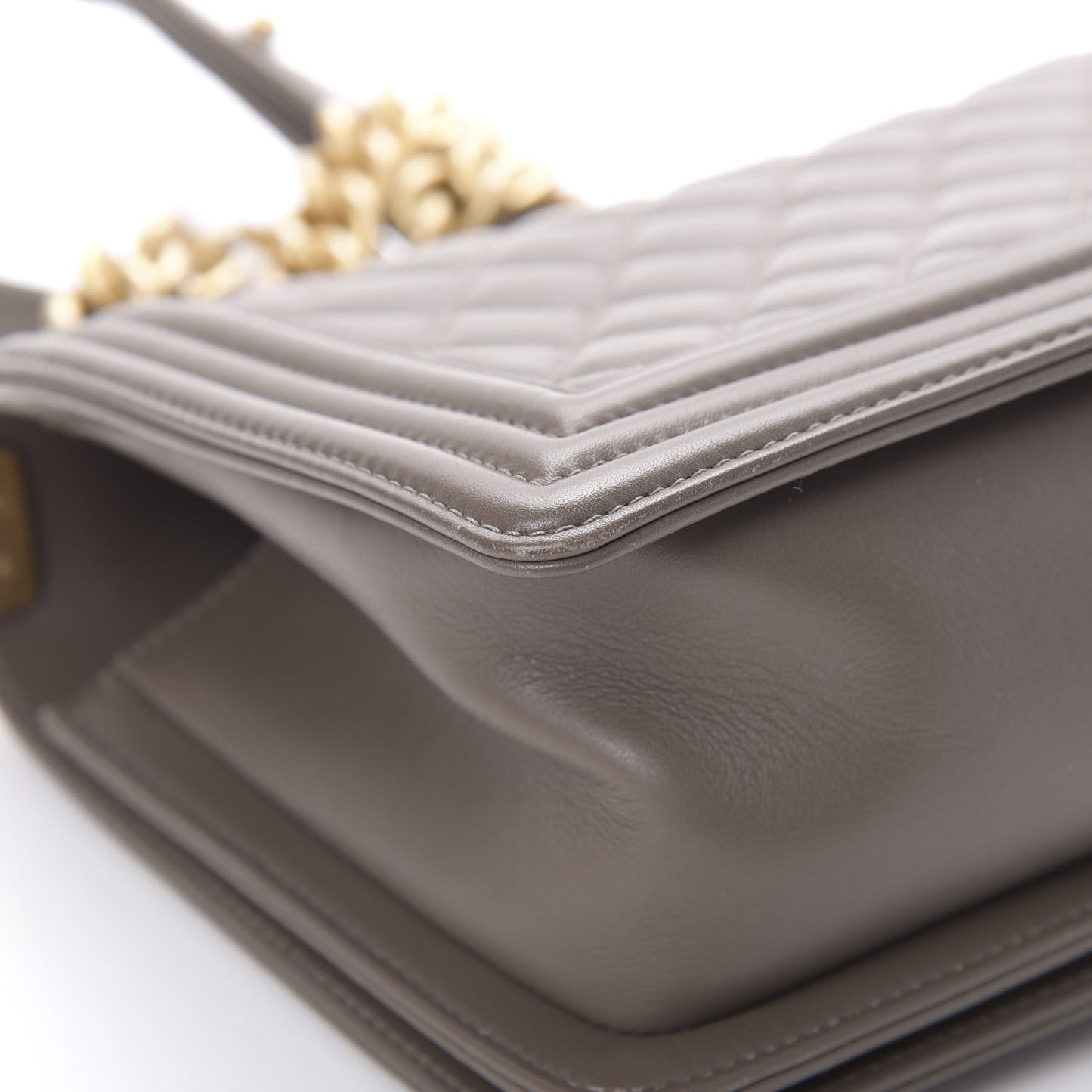 Lambskin Quilted Medium Boy Flap Khaki