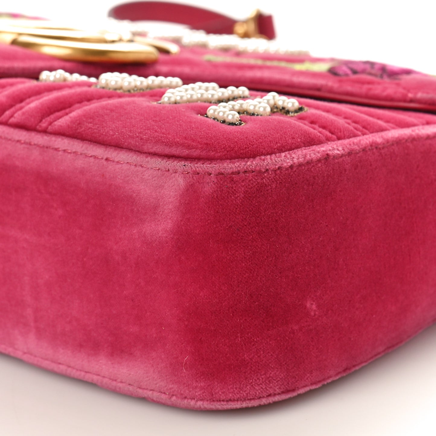 Velvet Matelasse Blind for Love Embroidered Medium GG Marmont Shoulder Bag Light Raspberry Rose Multicolor