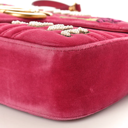 Gucci Velvet Matelasse Blind for Love Embroidered Medium GG Marmont Shoulder Bag Light Raspberry Rose Multicolor 10 of 11