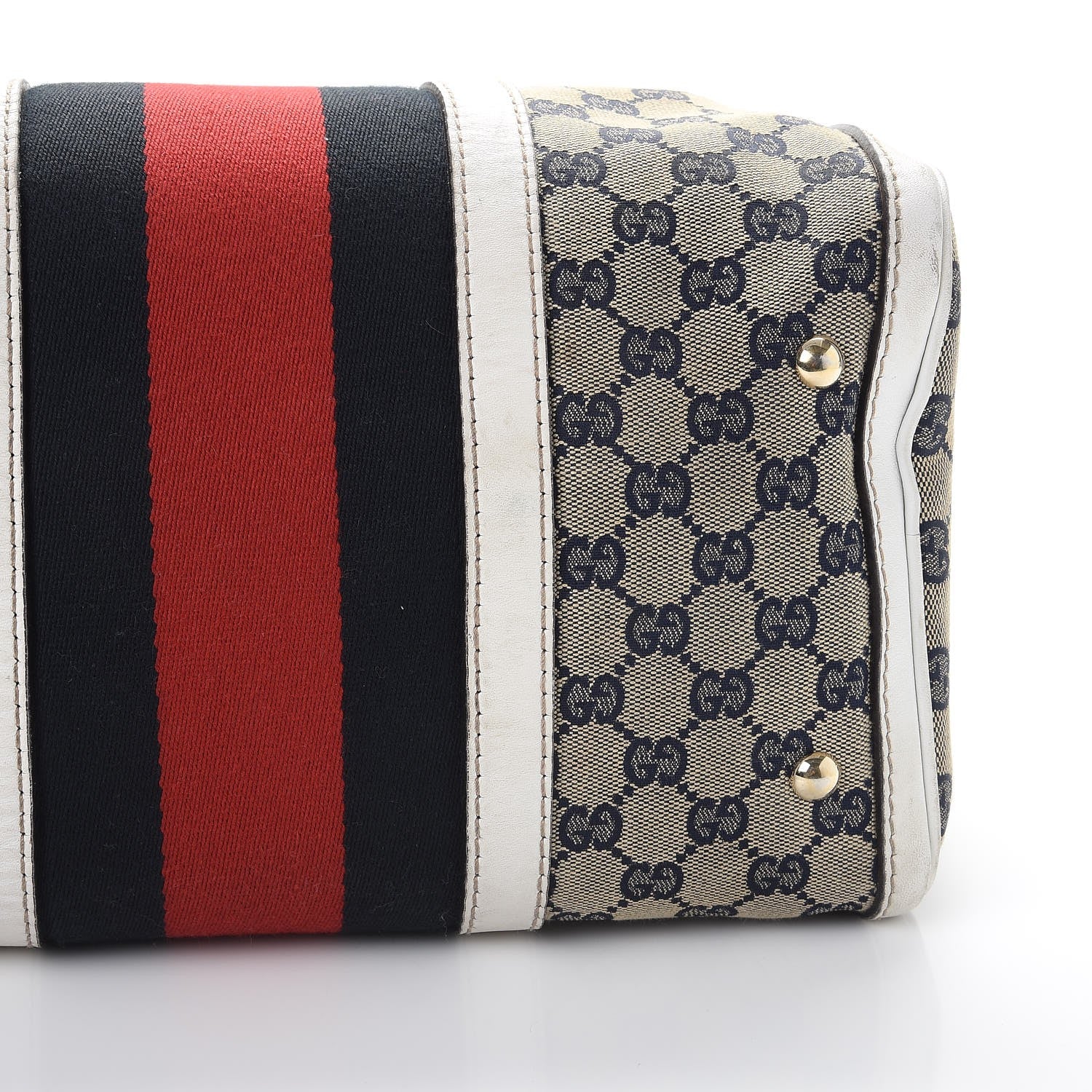 Gucci Monogram Selleria Calfskin Vintage Web Medium Boston Beige Blue Mystic White 28 of 32