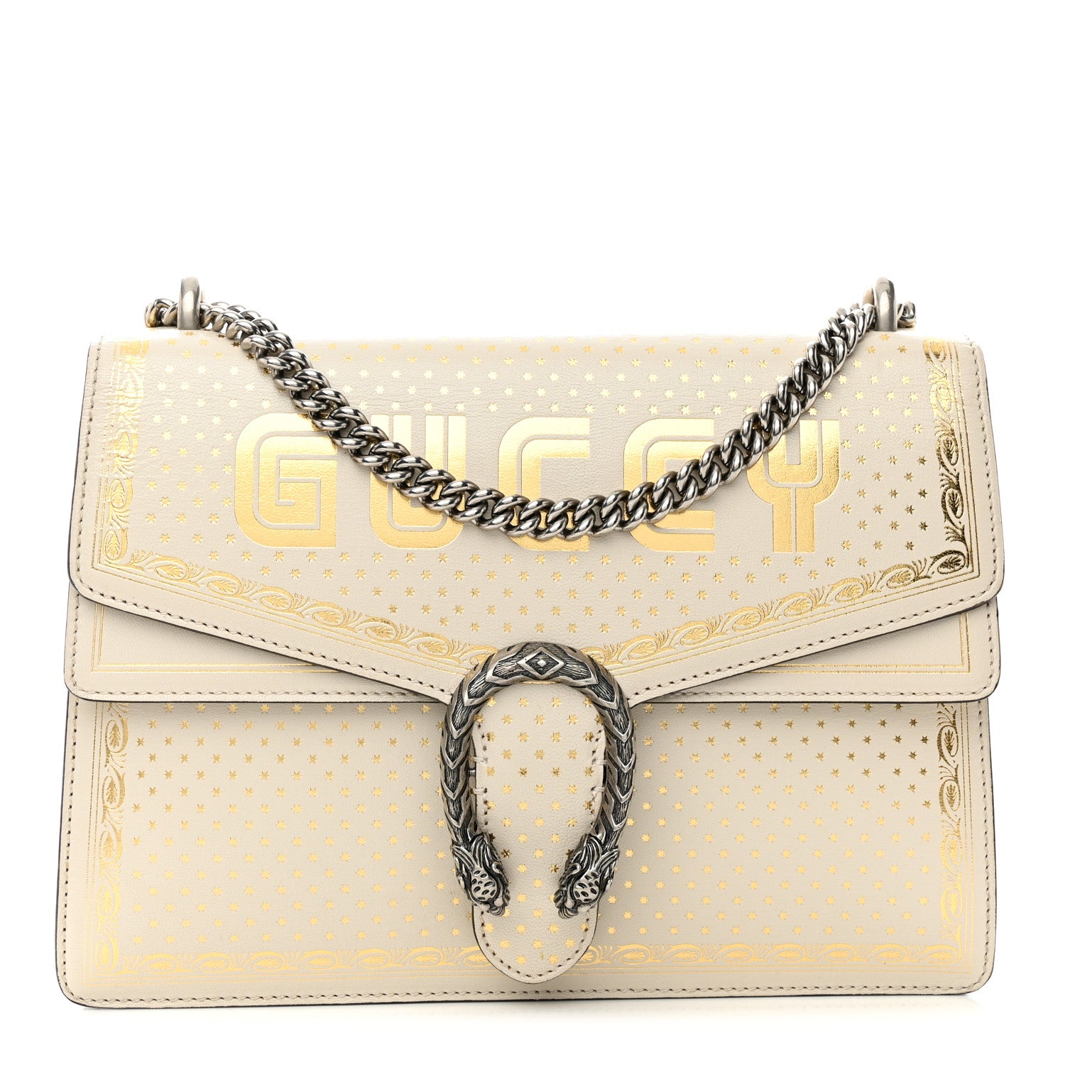 Gucci X SEGA Calfskin GUCCY Stars Medium Dionysus Shoulder Bag Mystic White Gold 1 of 16
