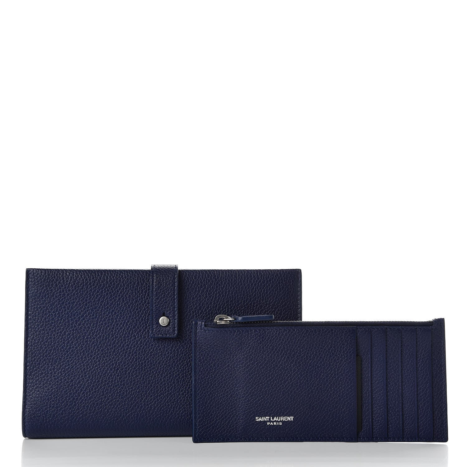 Saint Laurent Grained Calfskin Sac De Jour Souple Thin Wallet Saphir 3 of 7