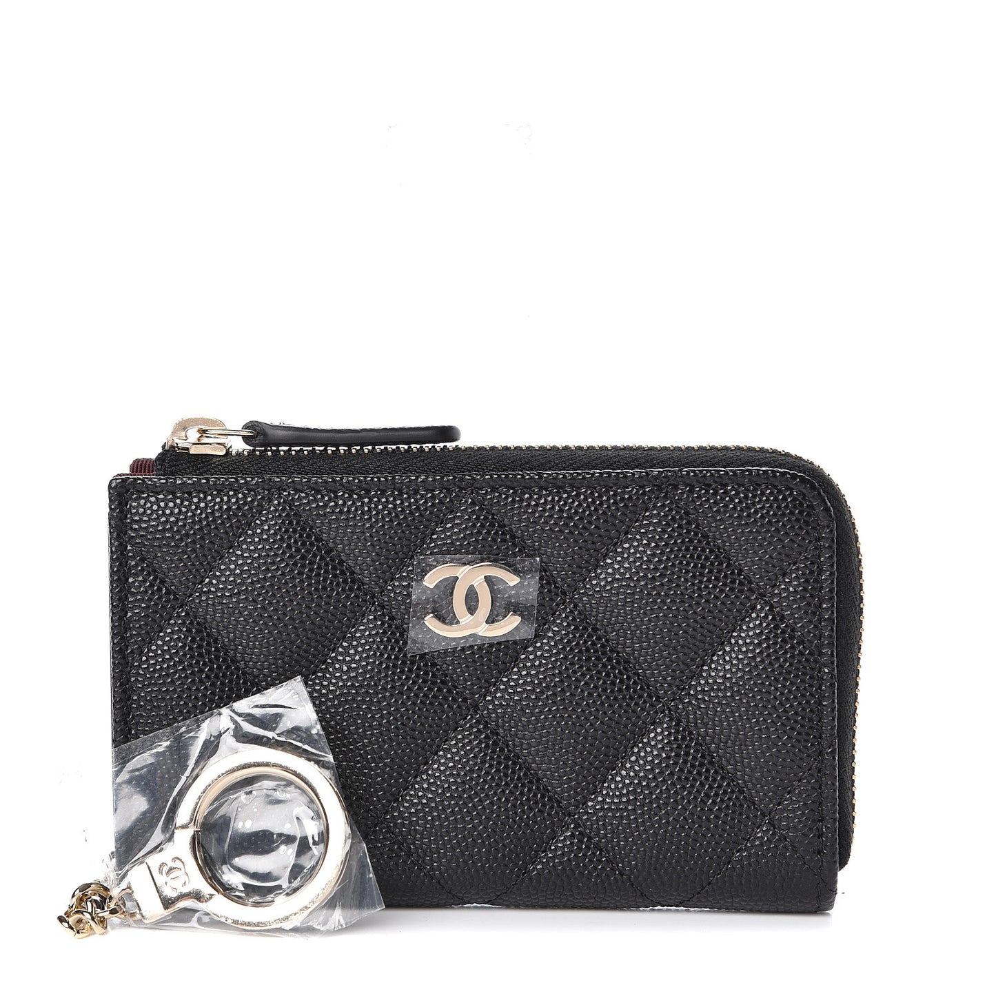 Caviar Quilted Key Holder Case Black