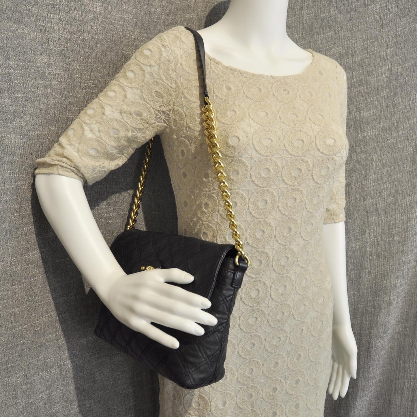 Leather Quilted The Large Single Black