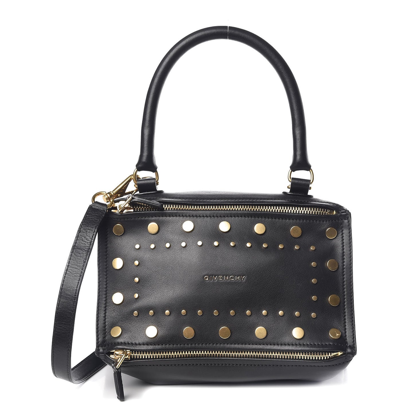 Calfskin Studded Small Pandora Black