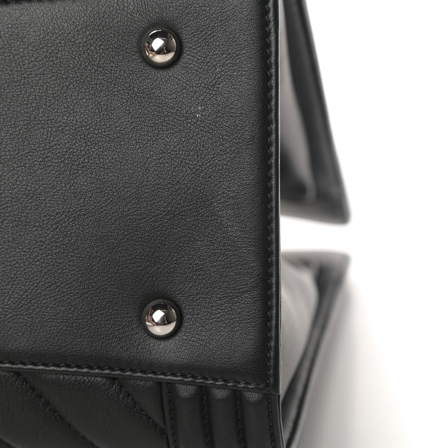 Calfskin Chevron Quilted Boy Shopping Tote Black