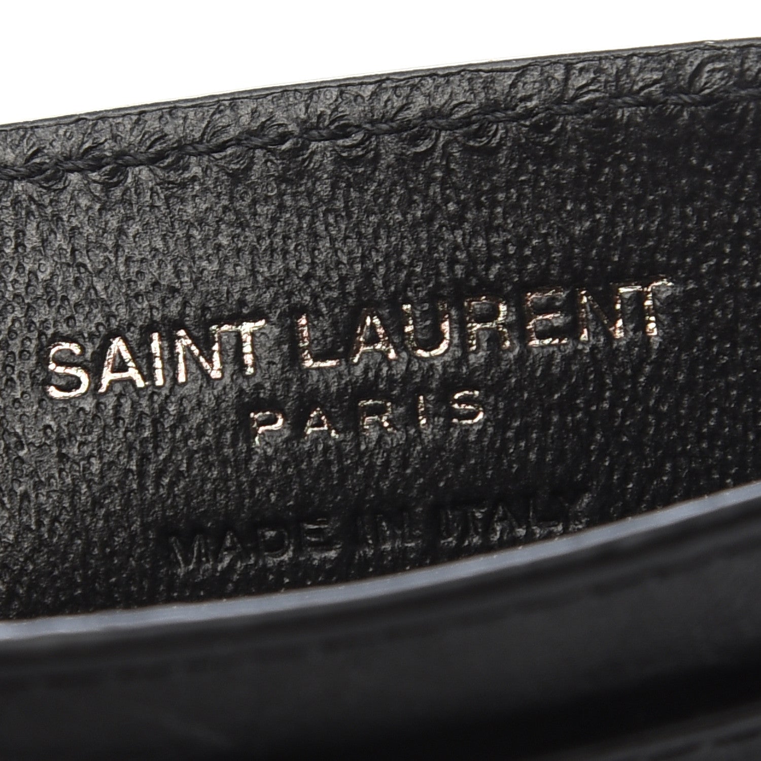 Saint Laurent Calfskin Crocodile Embossed Monogram Credit Card Case Black 6 of 6