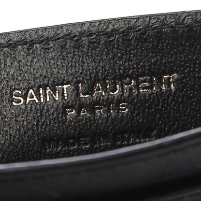 Saint Laurent Calfskin Crocodile Embossed Monogram Credit Card Case Black 6 of 6
