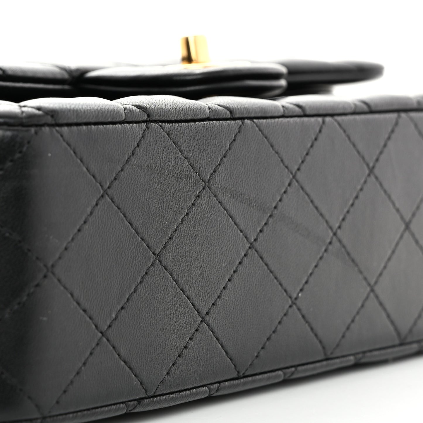 Lambskin Quilted Medium Double Flap Black