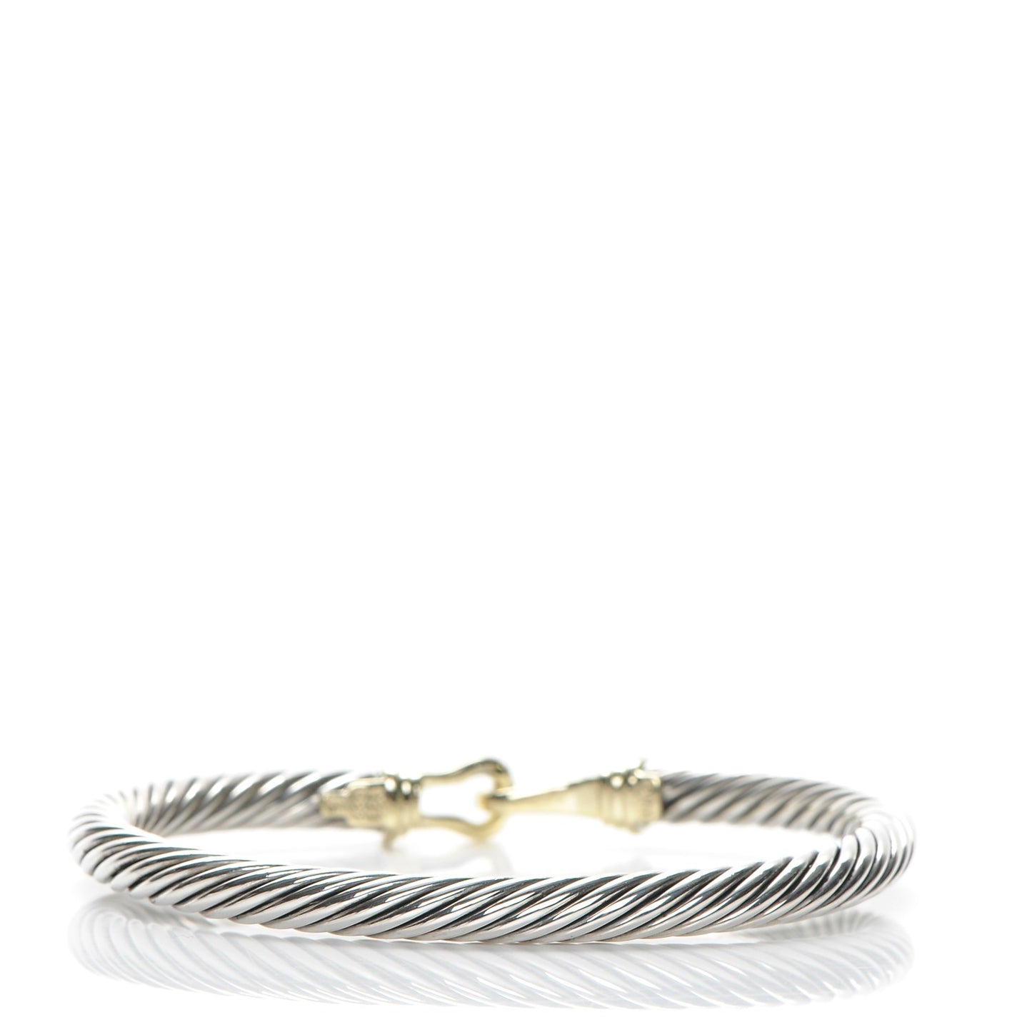 Sterling Silver 14K Yellow Gold 5mm Cable Classic Buckle Bracelet