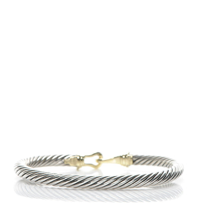 David Yurman Sterling Silver 14K Yellow Gold 5mm Cable Classic Buckle Bracelet 3 of 6