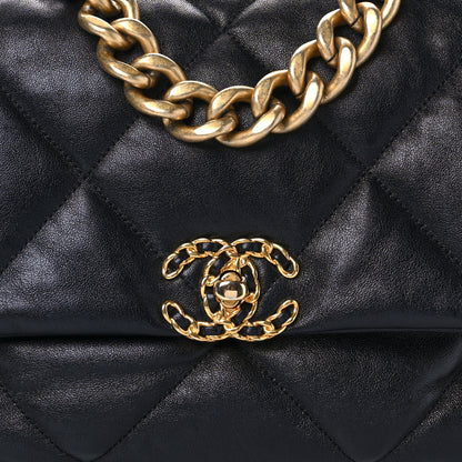 Chanel Shiny Goatskin Quilted Large Chanel 19 Flap Black 8 of 10