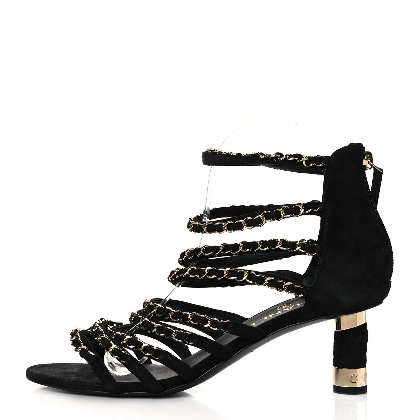 Kid Suede Chain CC Sandals 39 Black