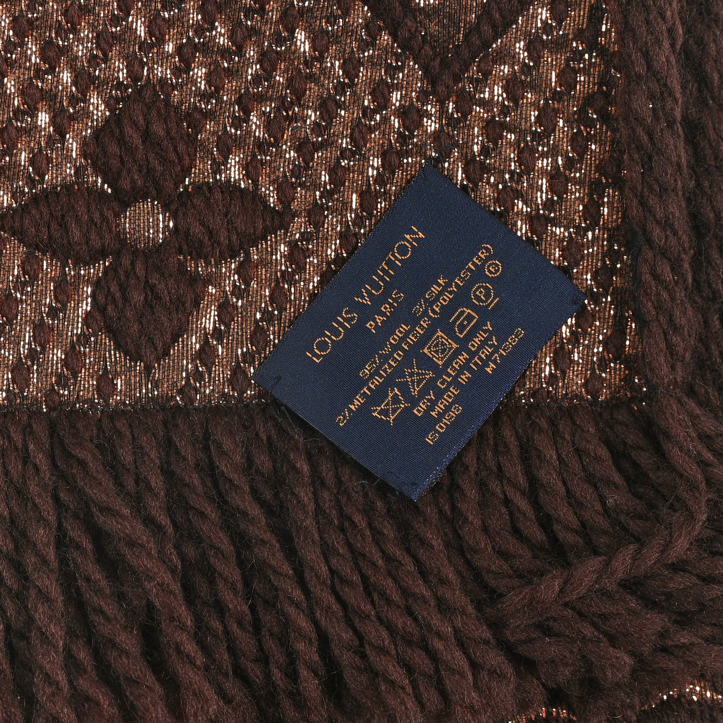 Wool Silk Logomania Shine Scarf Marron