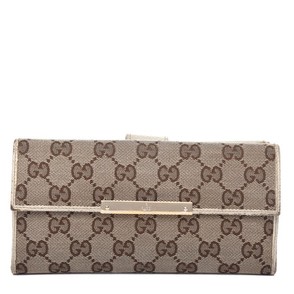 Gucci Monogram Metal Bar Continental Flap Wallet Off White 1 of 12