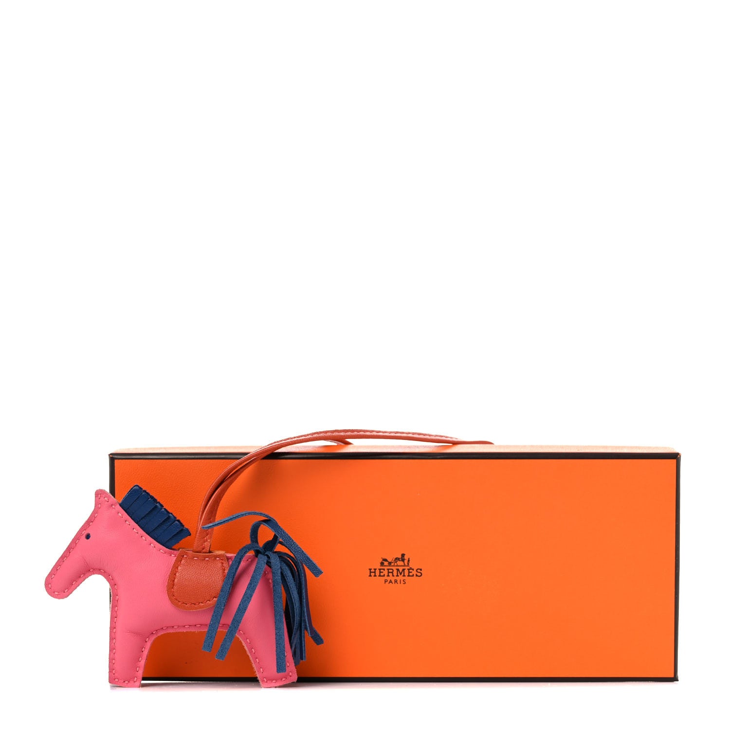 Hermes Milo Lambskin Grigri Rodeo Bag Charm PM Rose Azalee Cornaline Bleu De Malte 7 of 7
