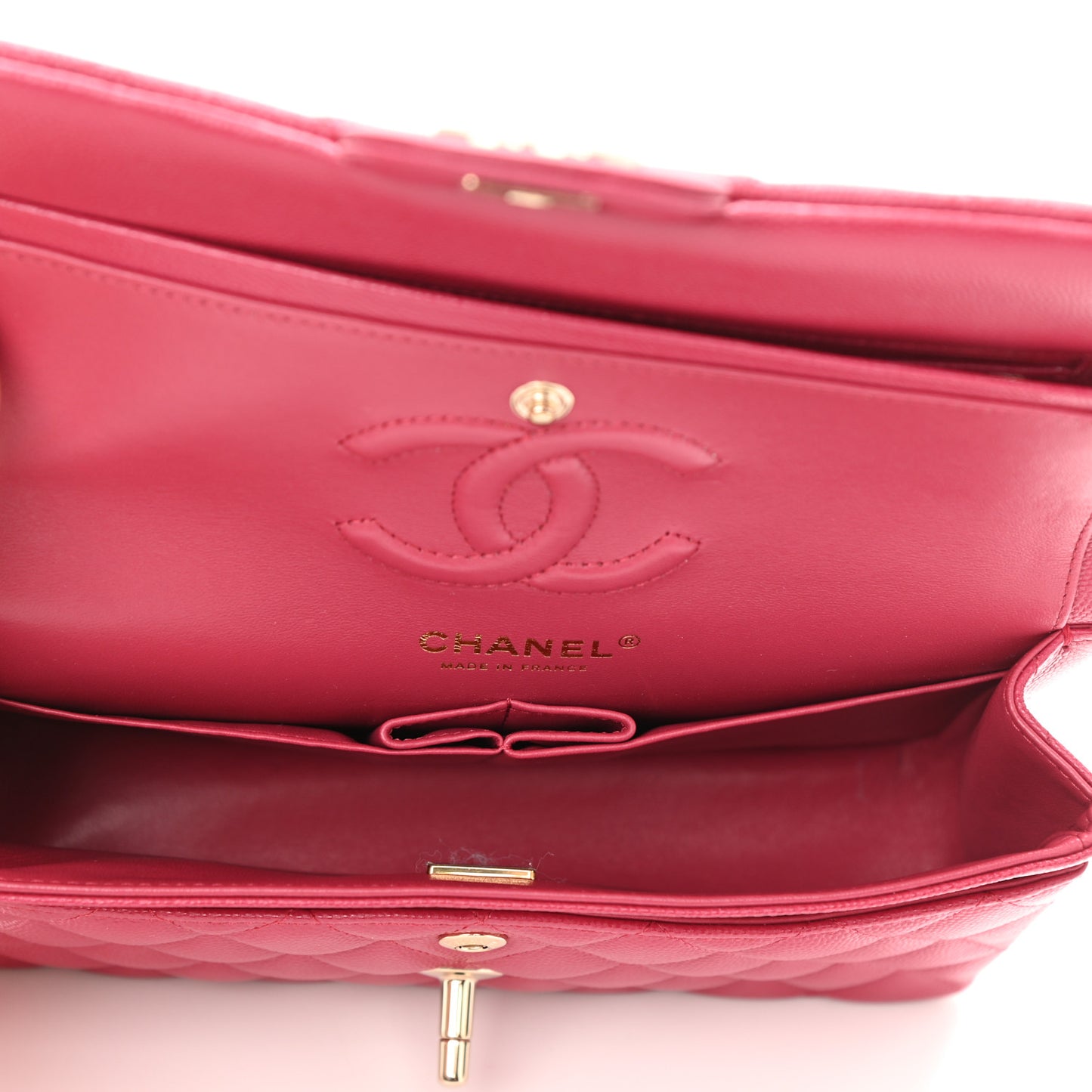 Caviar Quilted Small Double Flap Dark Pink