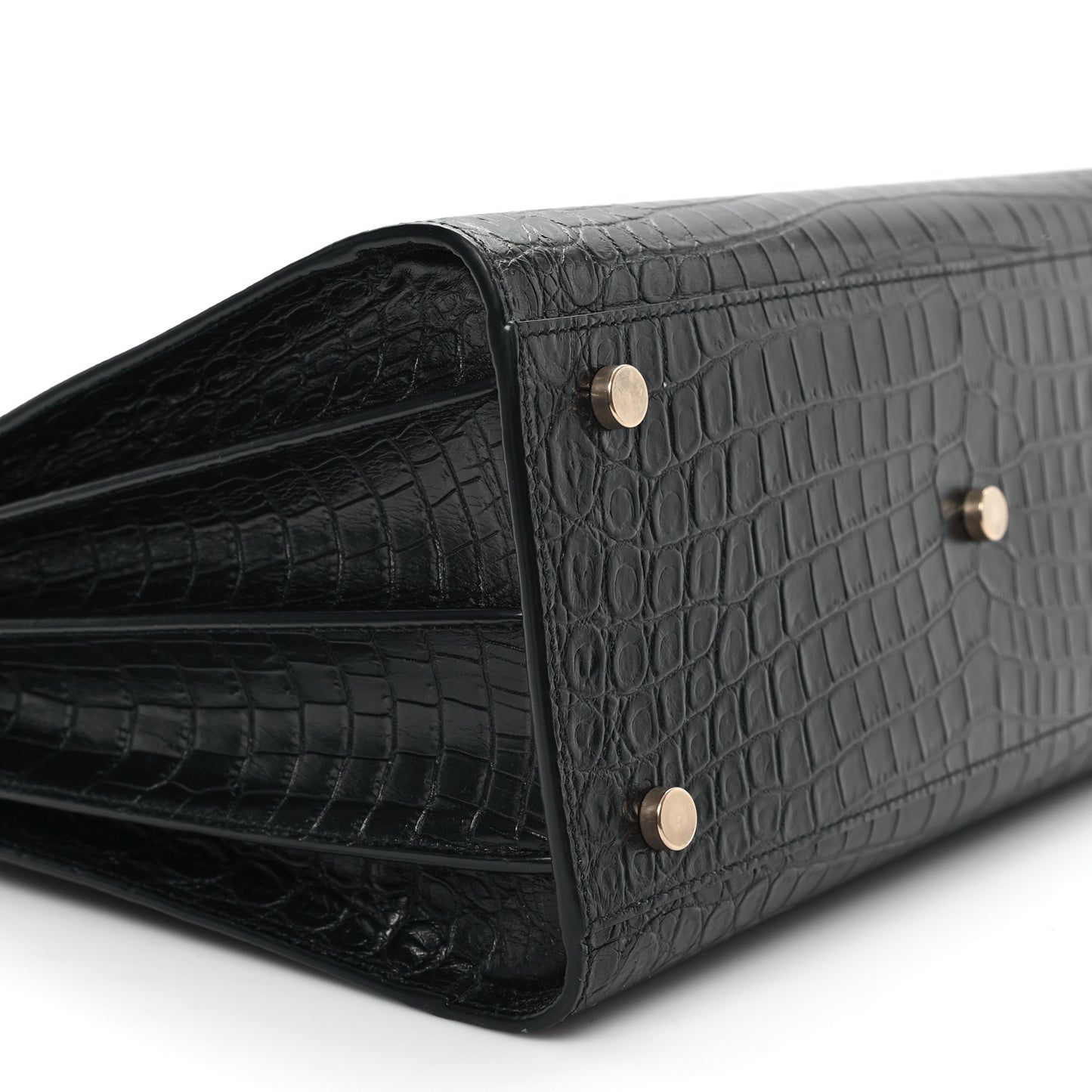 Calfskin Crocodile Embossed Small Sac de Jour Black