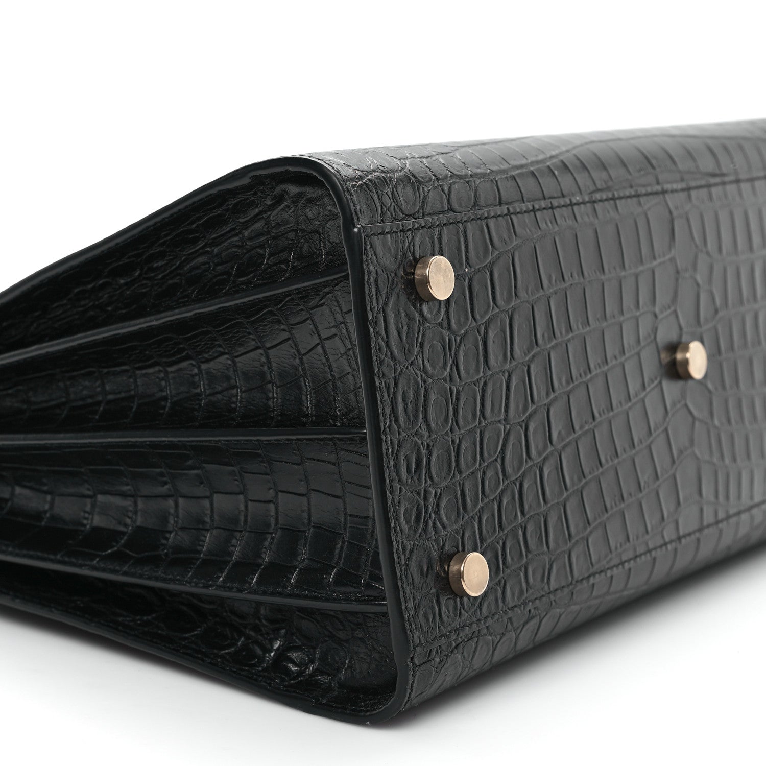 Saint Laurent Calfskin Crocodile Embossed Small Sac de Jour Black 9 of 10