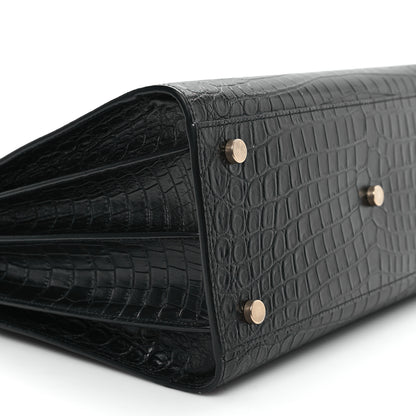 Saint Laurent Calfskin Crocodile Embossed Small Sac de Jour Black 9 of 10