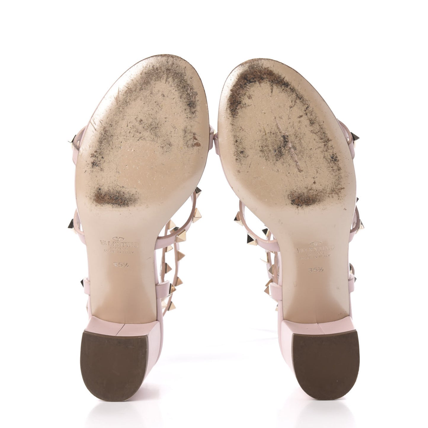 Calfskin Rockstud 60mm City Sandals 35.5 Water Rose