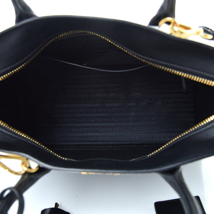 Prada Saffiano City Calf Medium Esplanade Tote Black White 5 of 11