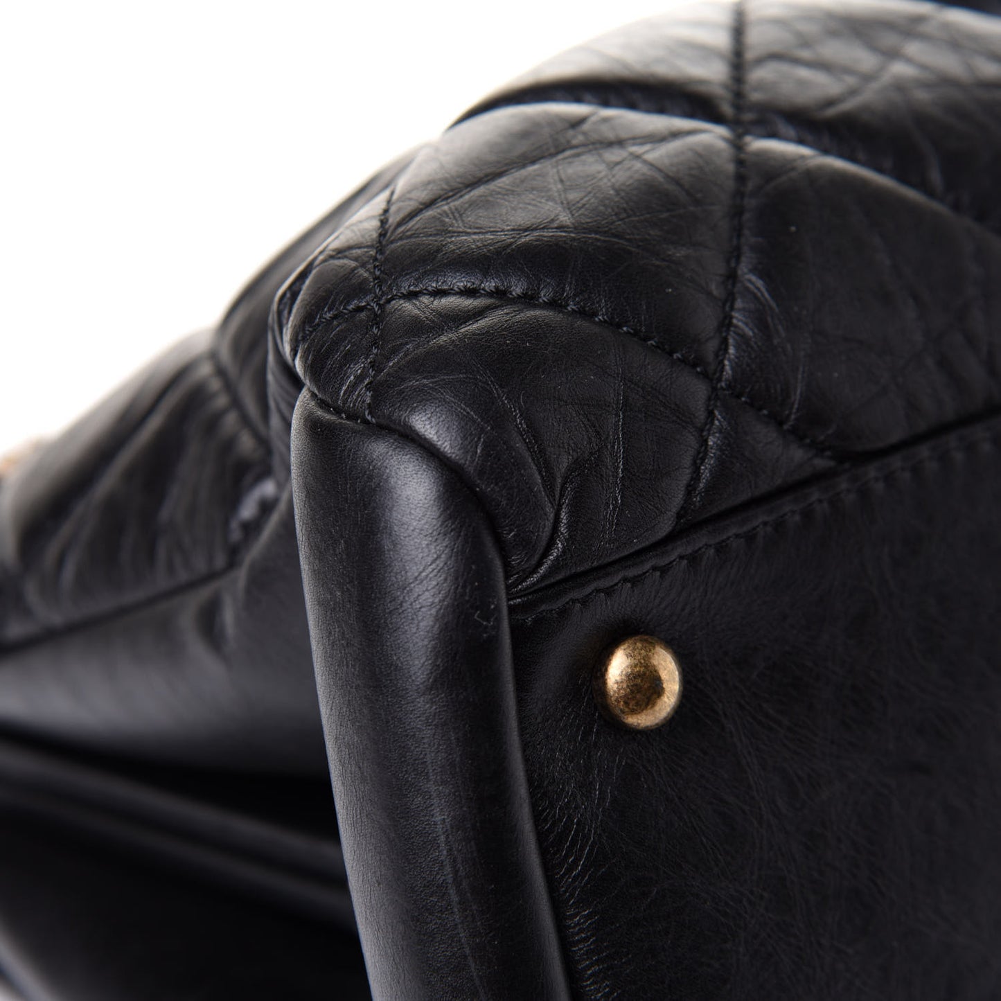 Aged Calfskin Large Just Mademoiselle Bowling Bag Black