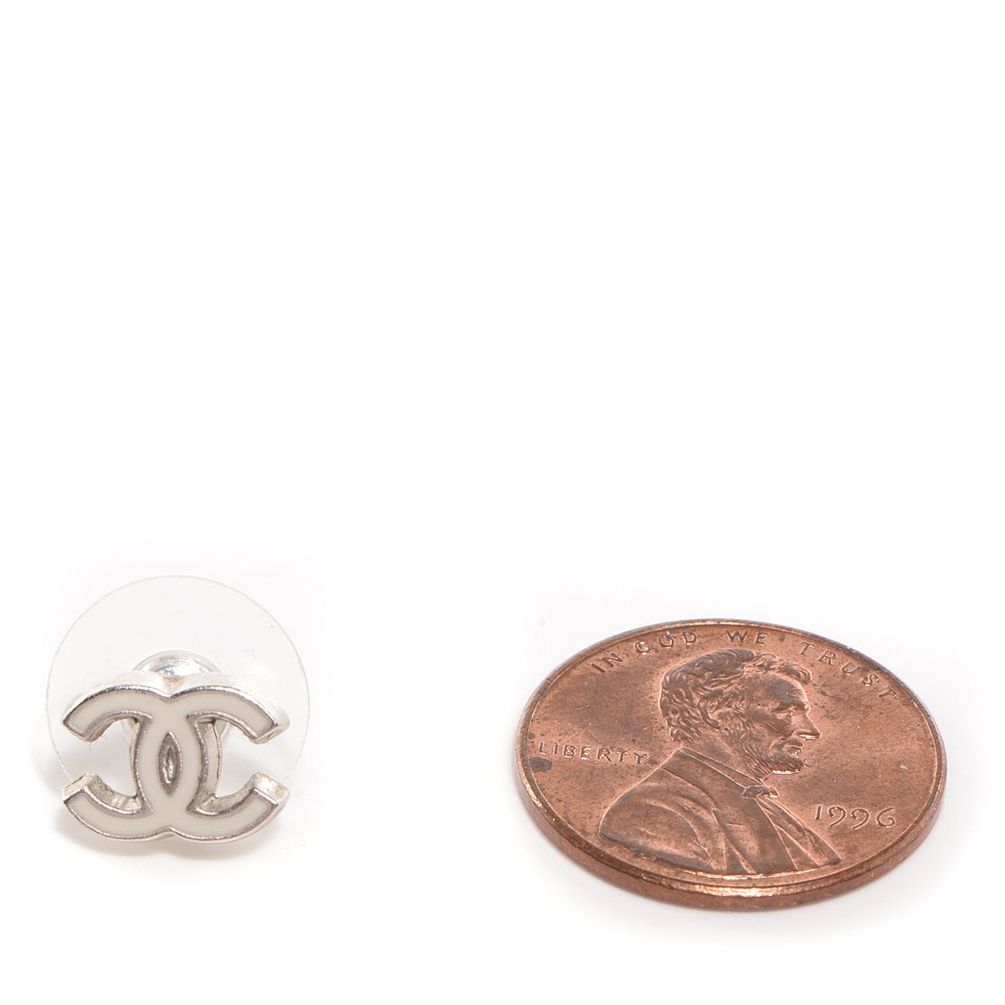Enamel CC Earrings White