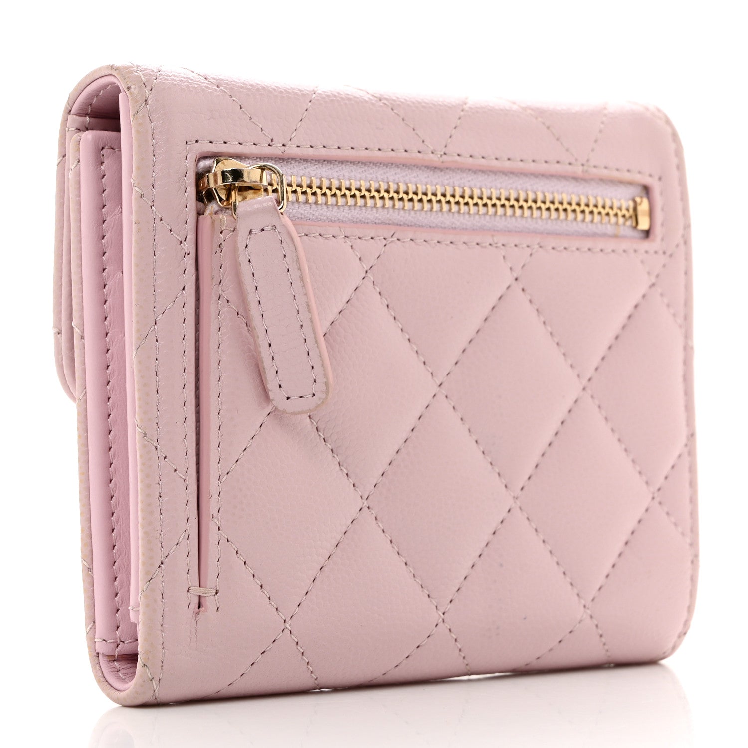 Chanel Caviar Quilted Compact Flap Wallet Light Pink 3 of 8