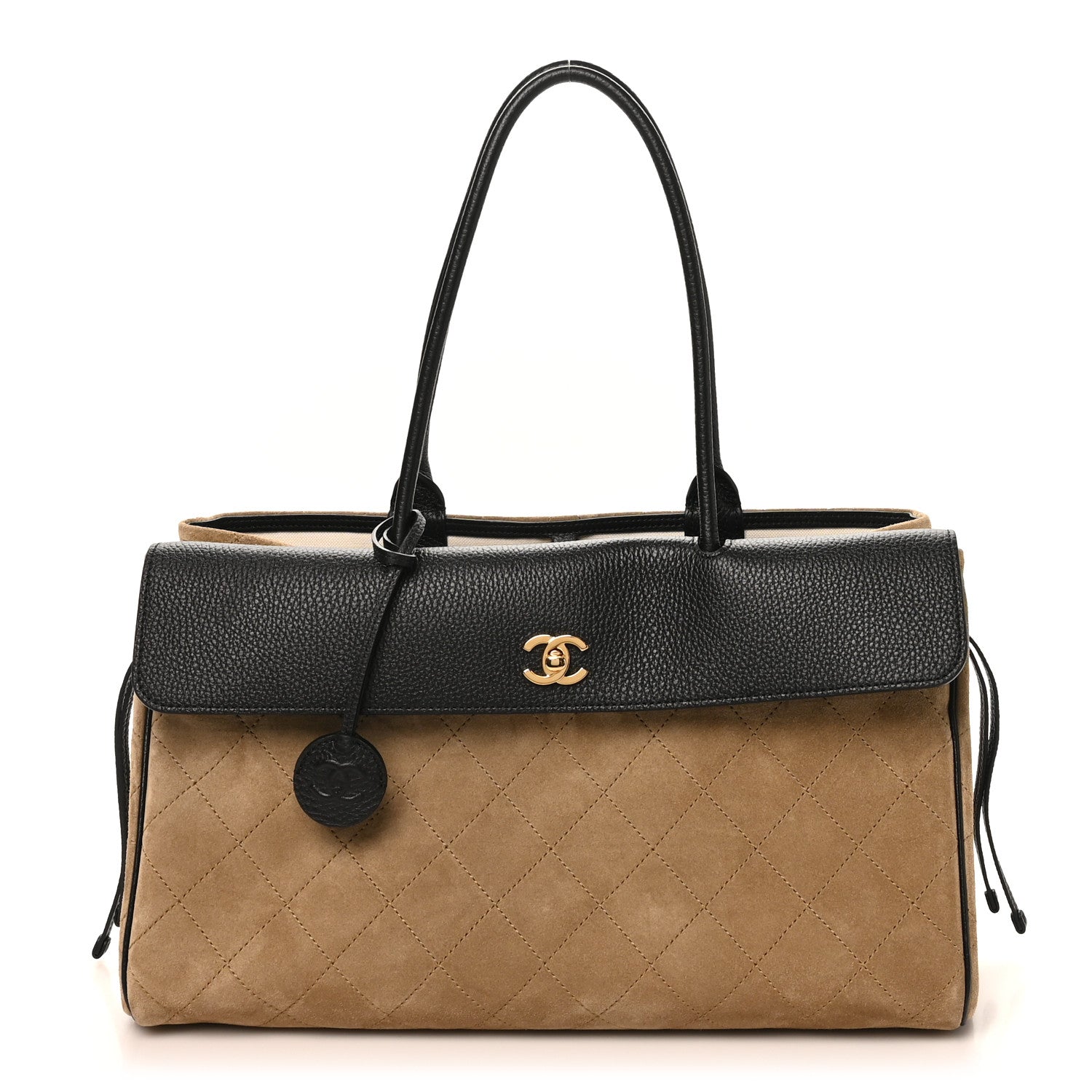 Chanel Grained Calfskin Suede Urban Essentials Large Shopping Bag Dark Beige Black Dark Beige Black 1 of 20