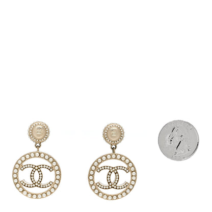 Chanel Pearl CC Drop Earrings Light Gold 2 of 5