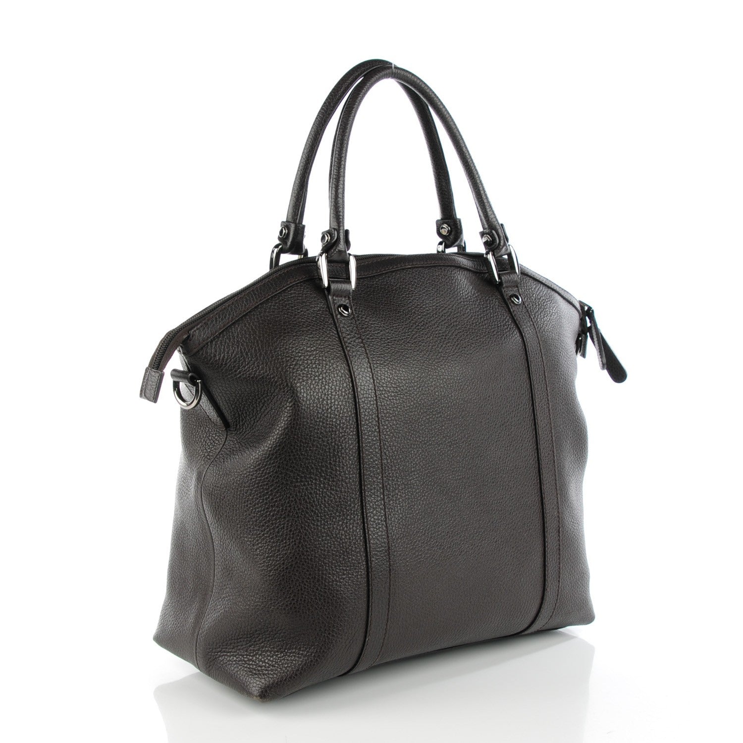 Gucci Calfskin Medium GG Charm Convertible Dome Satchel Dark Brown 2 of 10