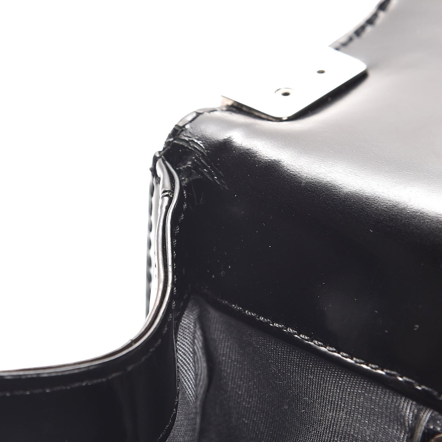 Glazed Calfskin Large Boy Flap Black