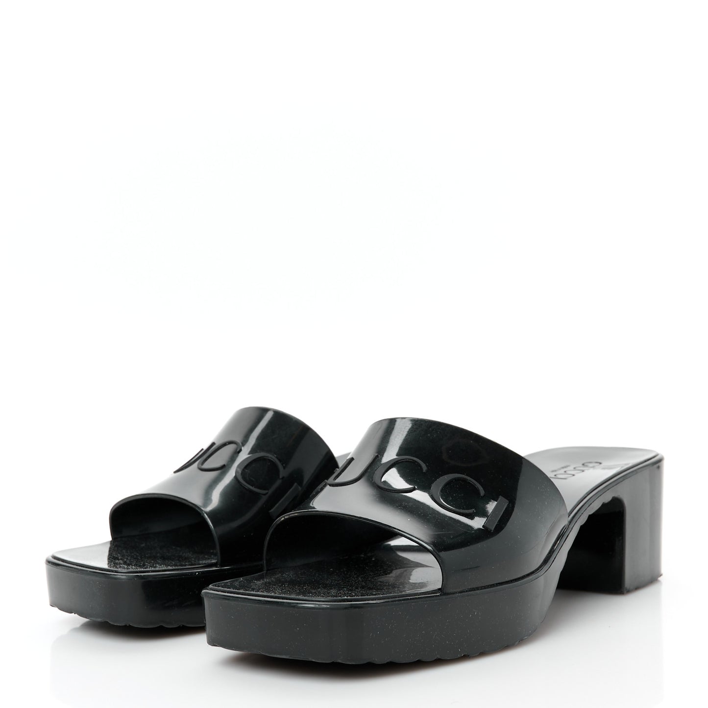 Rubber Gucci Logo Womens Platform 20/60mm Slide Sandals 39 Black