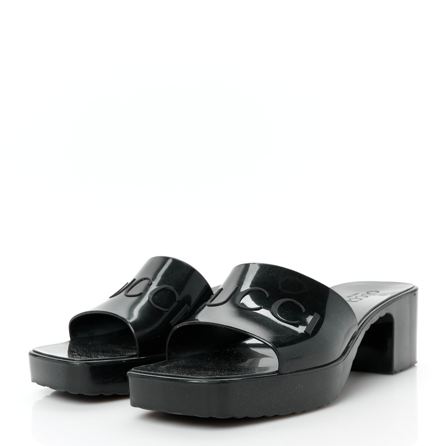 Gucci Rubber Gucci Logo Womens Platform 20/60mm Slide Sandals 39 Black 4 of 10