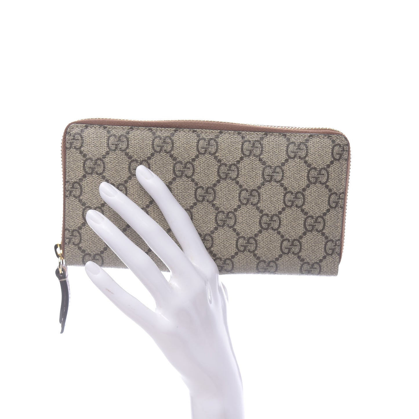 GG Supreme Monogram Cuoio Toscano Zip Around Wallet Beige Ebony Cuir