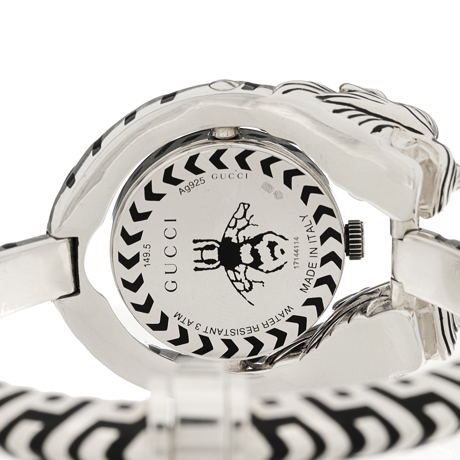 Gucci Sterling Silver Black Mother of Pearl 23mm Dionysus Quartz Watch 4 of 5