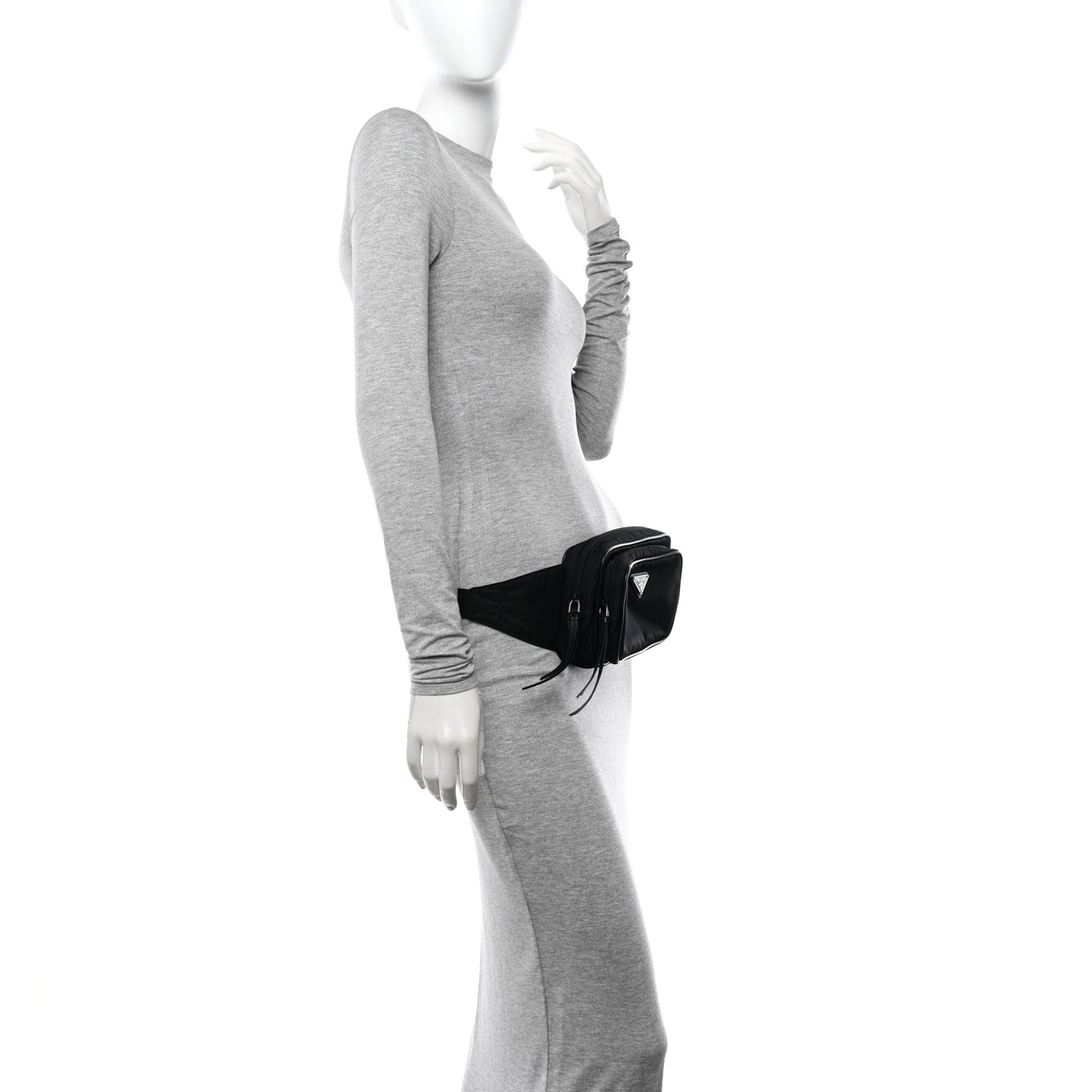 Re-Nylon Saffiano Belt Bag L Black