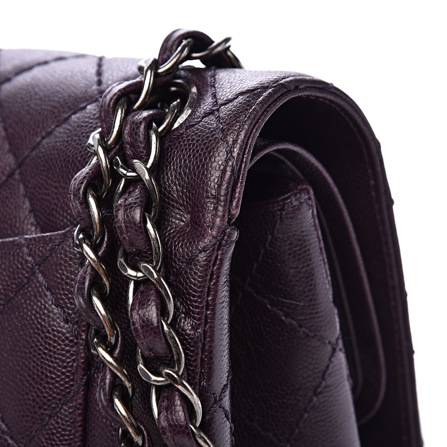 Chanel Caviar Quilted Jumbo Double Flap Dark Purple 17 of 17