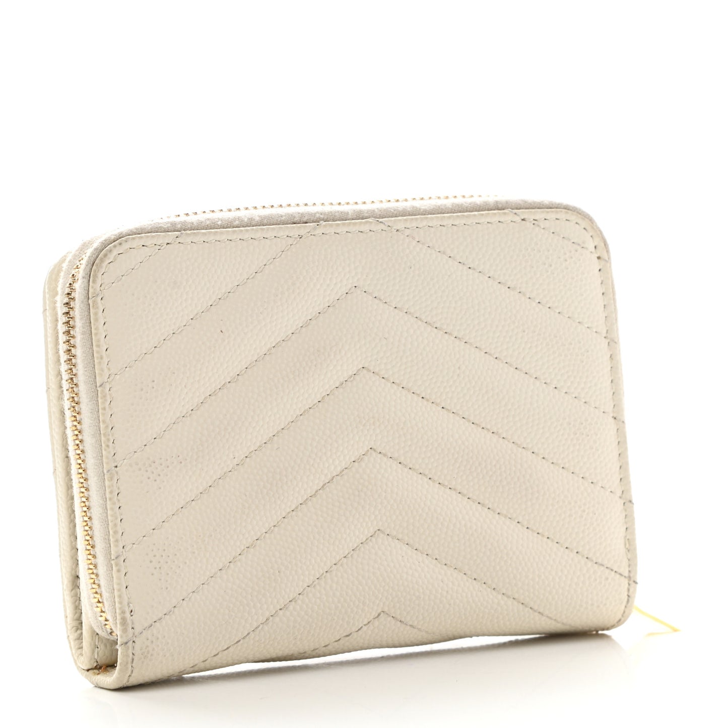 Grain De Poudre Matelasse Chevron Monogram Compact Zip Around Wallet Crema Soft