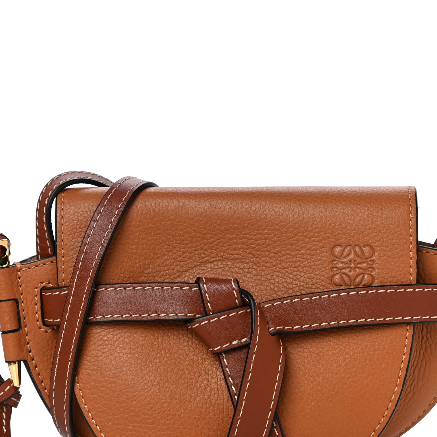 Grained Calfskin Mini Gate Crossbody Bag Caramel Pecan