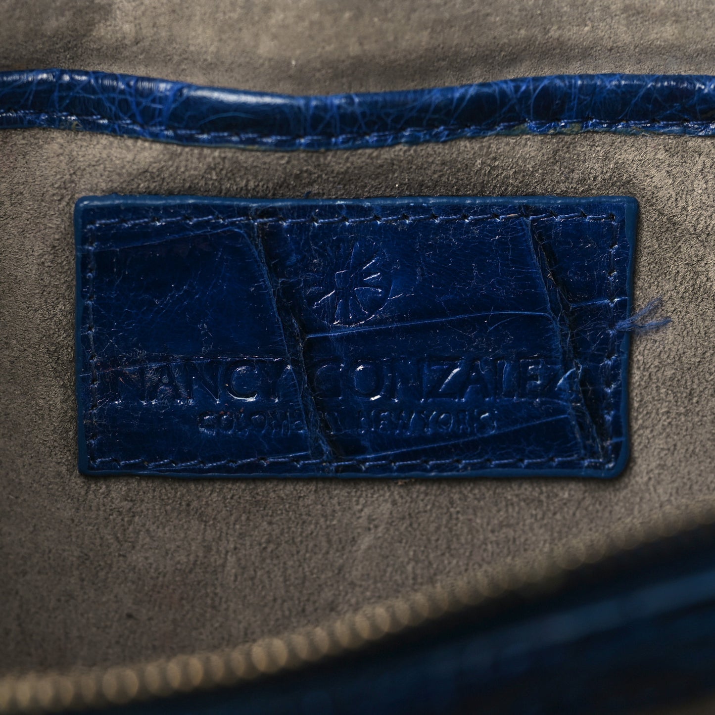 Crocodile Foldover Clutch Blue