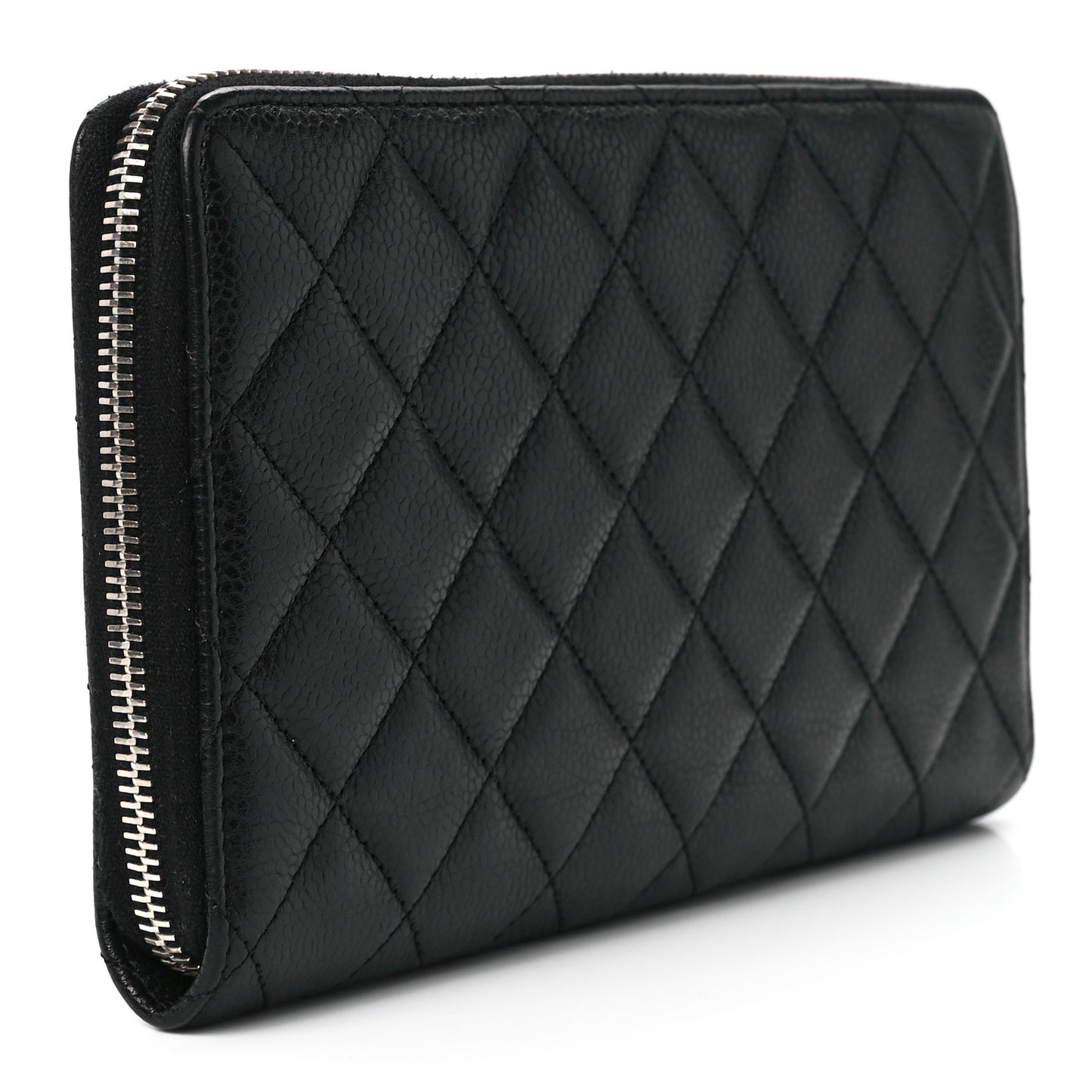 Caviar Quilted Large Zip Around Organizer Wallet Black