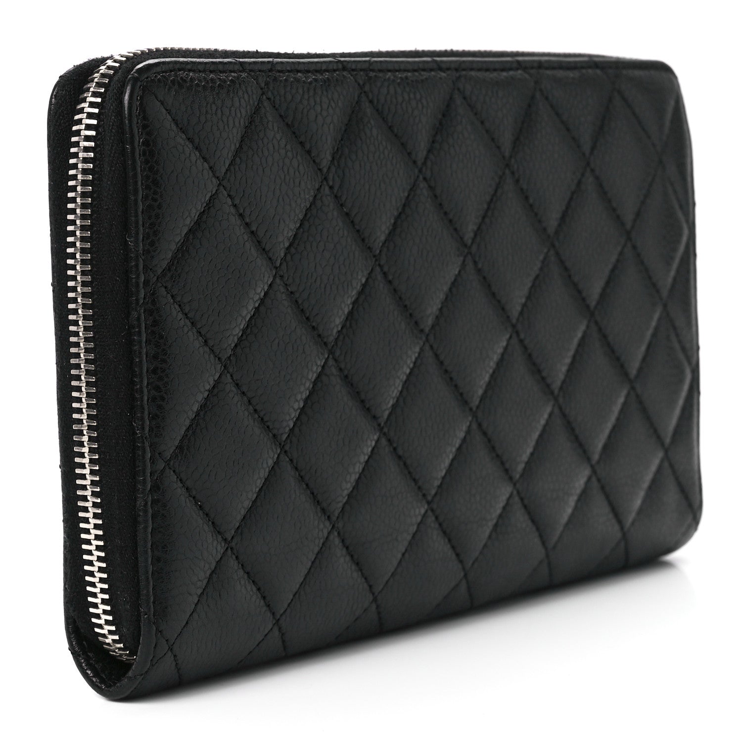 Chanel Caviar Quilted Large Zip Around Organizer Wallet Black 3 of 14