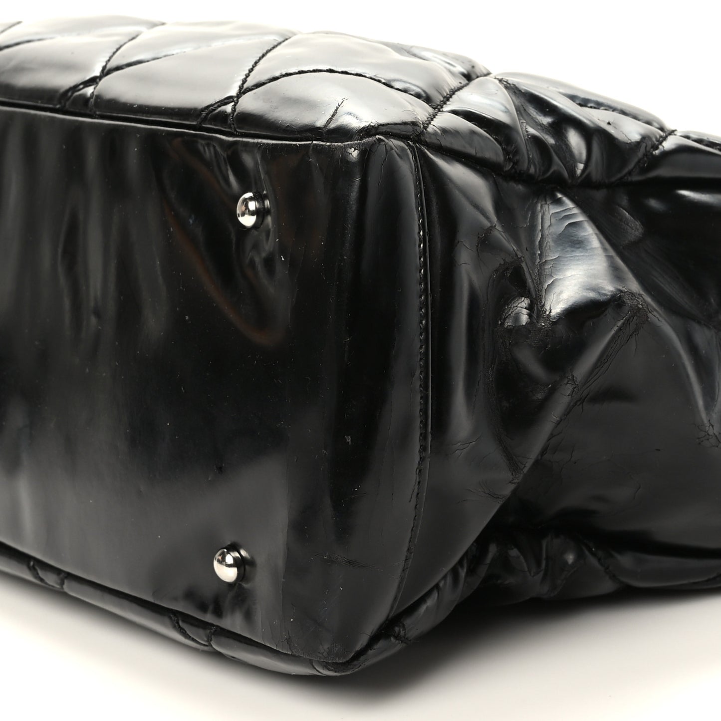 Vinyl Quilted Large Paris Biarritz Tote Black