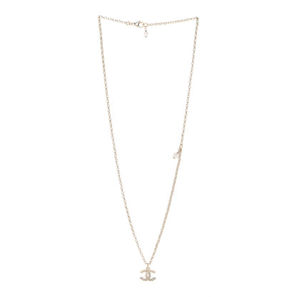 Chanel Crystal CC Beaded Pendant Necklace Gold 3 of 6
